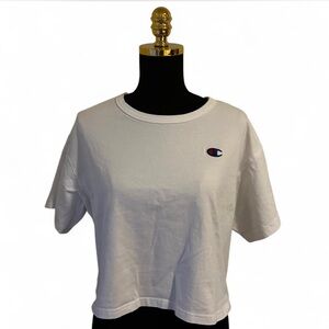 Womens Champion White Cropped Short Sleeve T-Shirt